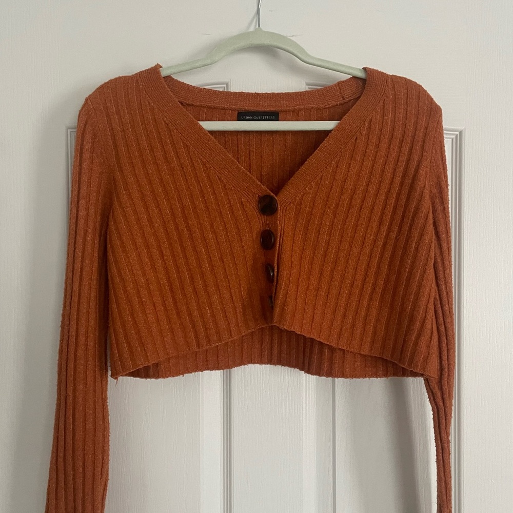 burnt orange urban outfitters cropped sweater